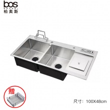 多功能手工雙盆帶濾水籃（SUS304）